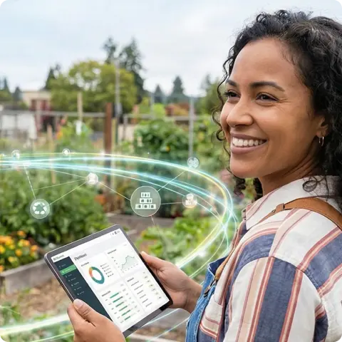 Business professional using digital tools