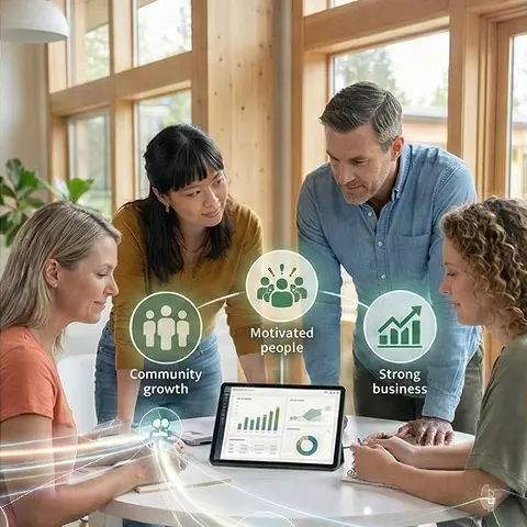 Team collaborating on sustainability